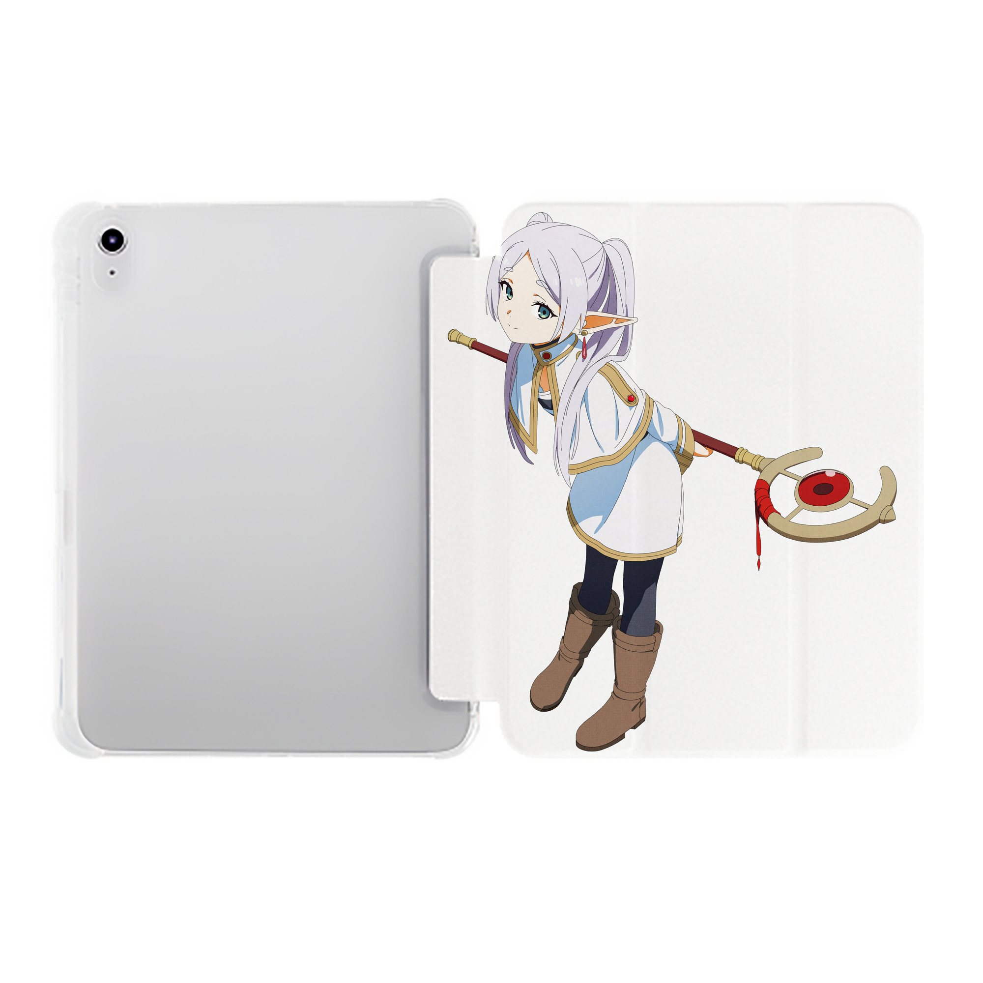 （画像用） 葬送のフリーレン Frieren IPad ケース ペン収納付き 三つ折りスタンド PUレザー×シリコン 対応機種9.5/10.5/10.9インチ